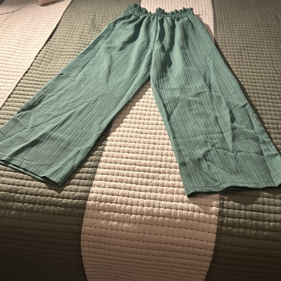 Solid Shirred Waist Wide Leg Pants, Elegant Pants For Spring & Fall - Picture 5 of 6